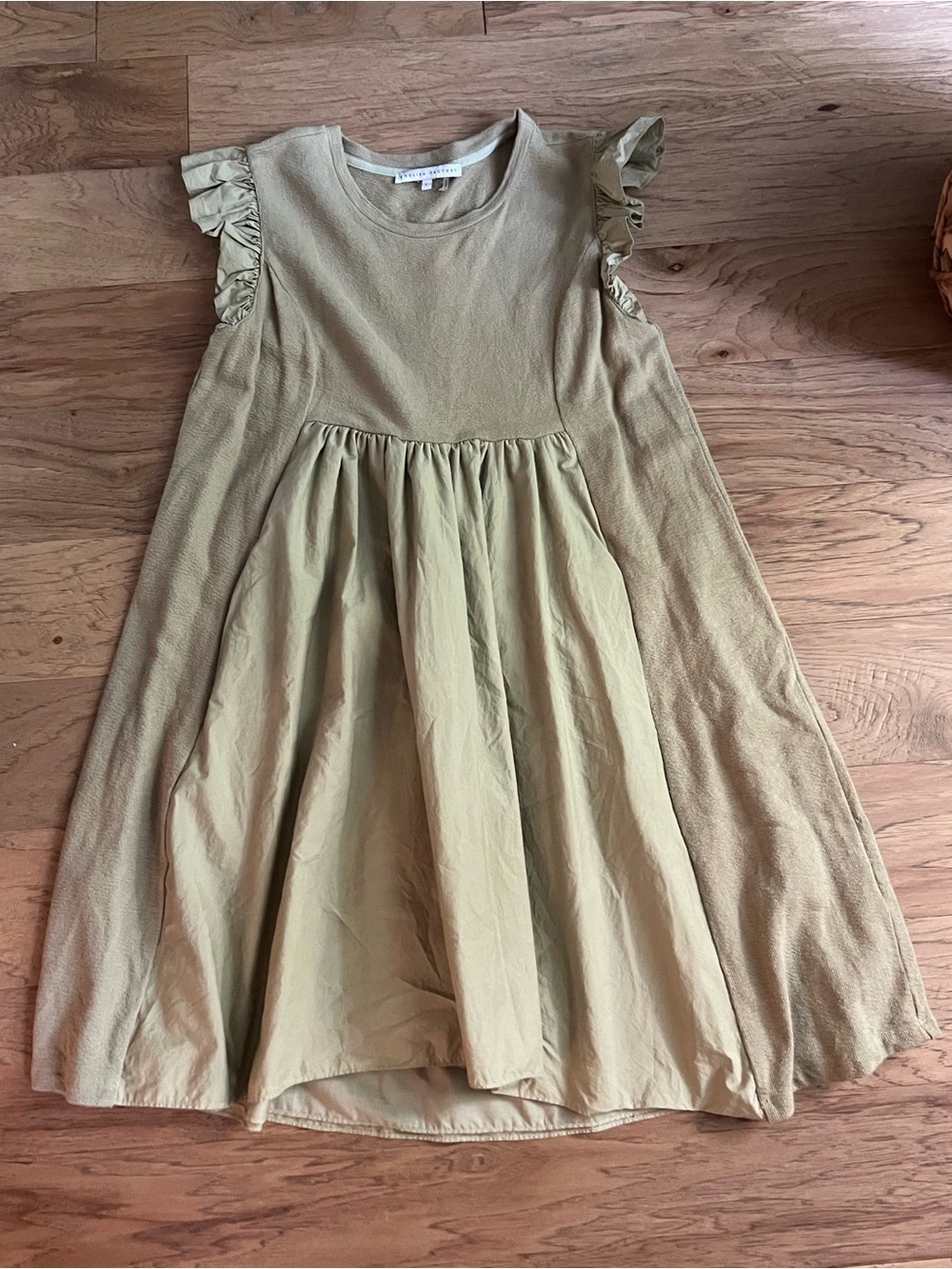 English Factory Olive Green Ruffle Sleeve Casual Dress